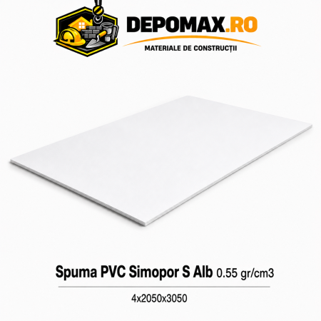 Placa rigida PVC Simopor S Alb 0.55 g/cm3, 4x2050x3050 mm